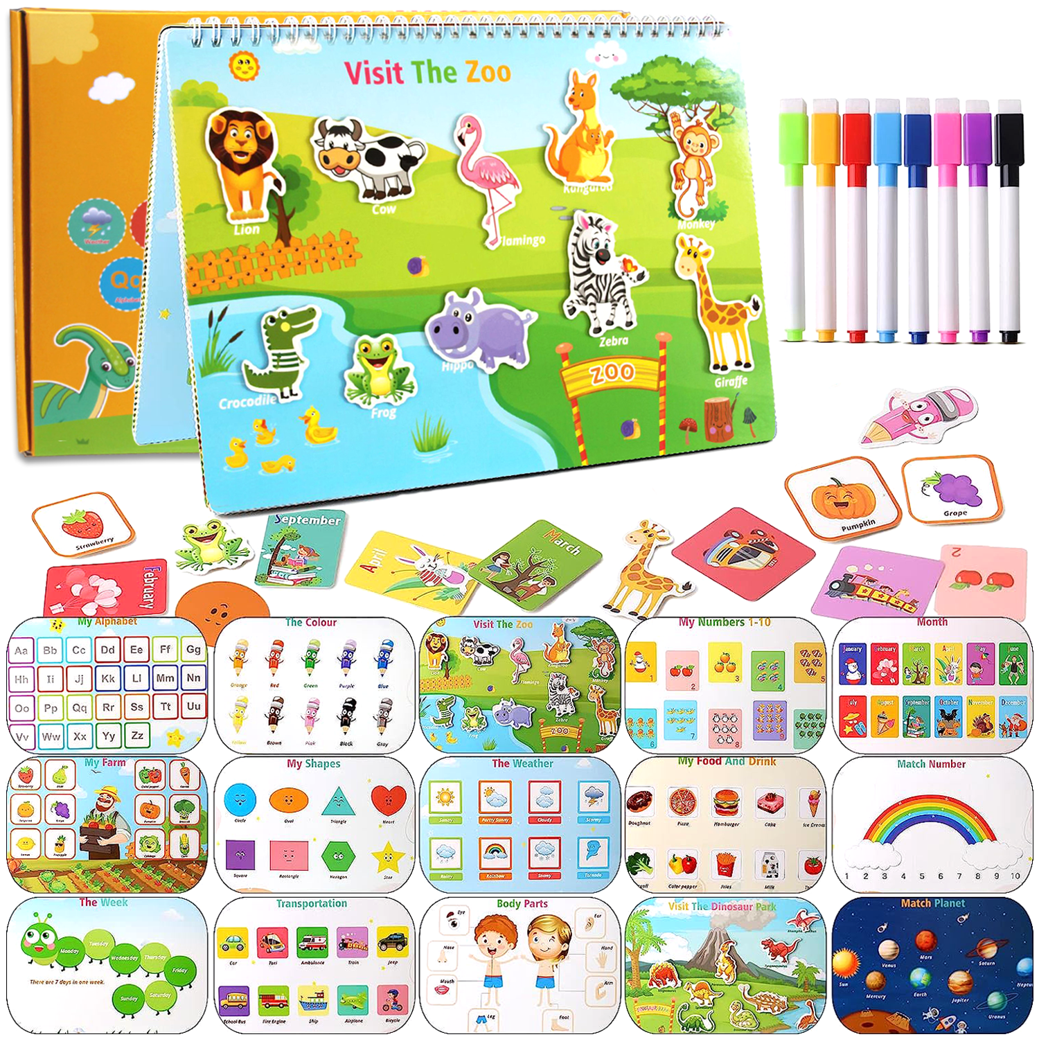 Richgv Busy Book Montessori Preschool Learning Activities, Educational Learning Toys Busy Book for Toddlers 1-3, Autism Learning Materials Tracing Coloring Books Toys for Toddlers Richgv