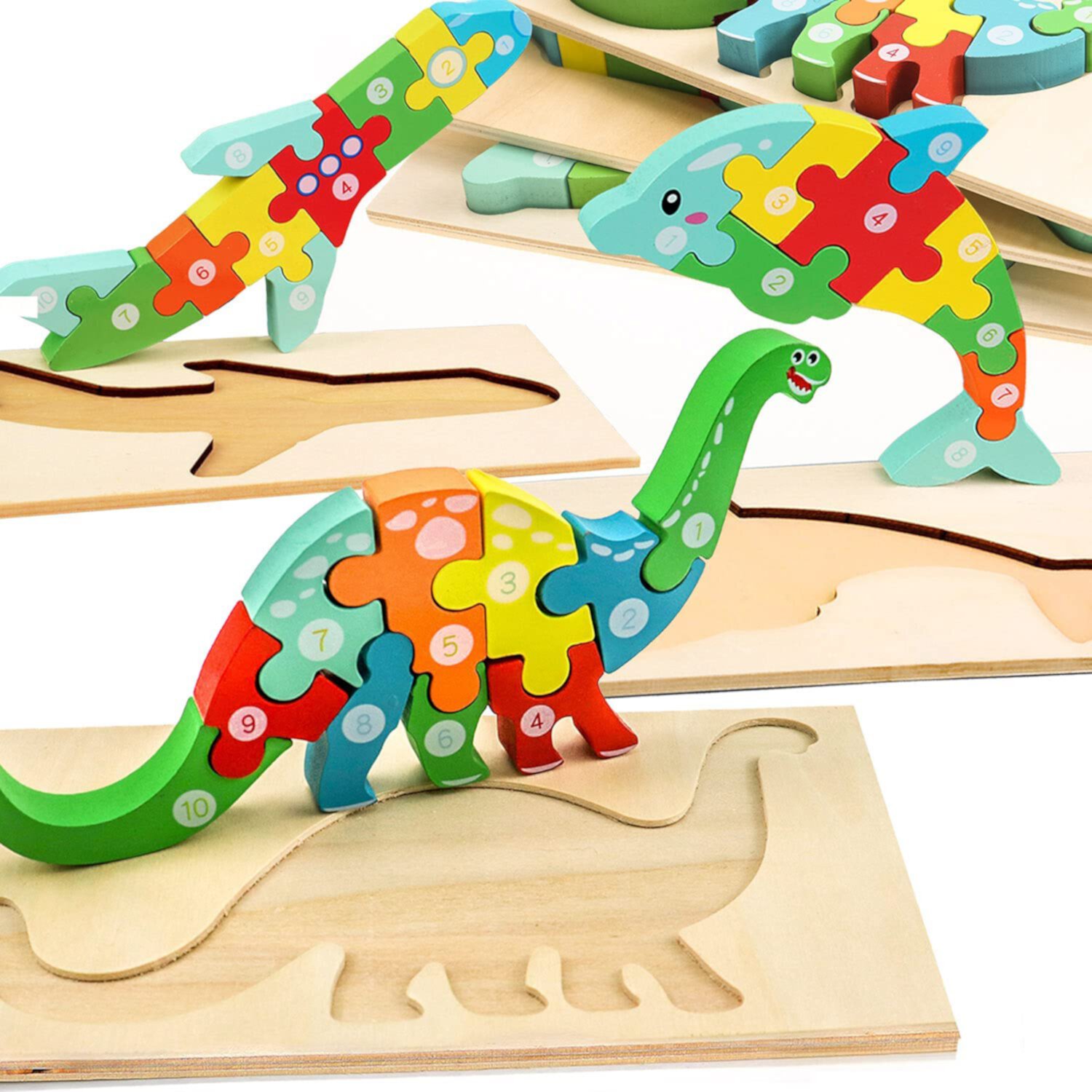 Puzzles Puzzles for Toddlers Kids Montessori Toys Wooden Puzzles Educational Toys for 2 Year Old- 4 Pack Sytle-Carry