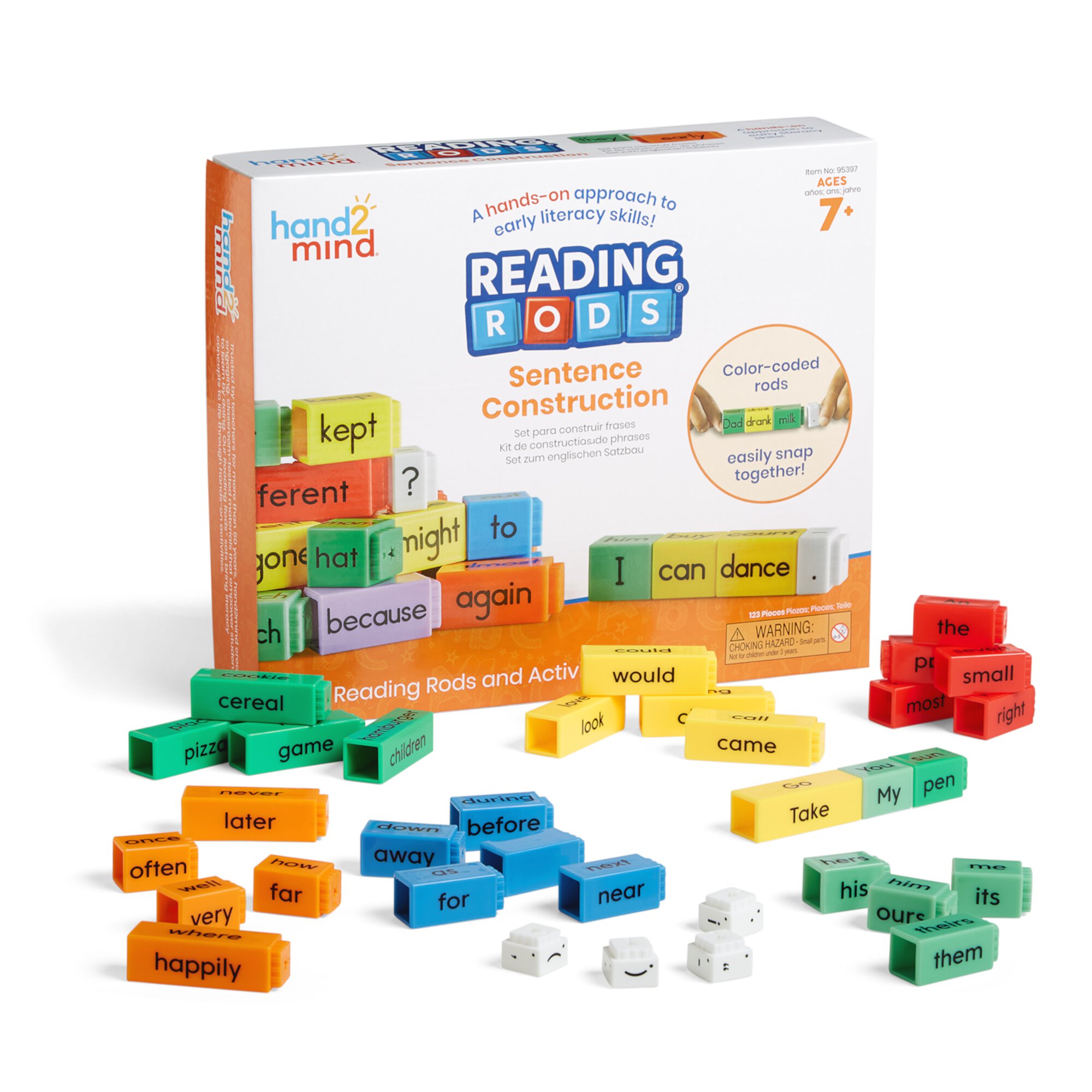 hand2mind Reading Rods Sentence Construction, Sentence Building for Kids, Science of Reading Manipulatives Hand2mind