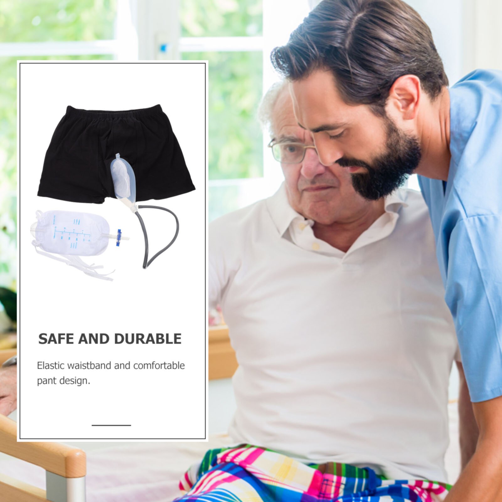 1 Set Washable Elderly Incontinence Underwear with Urine Bags Comfortable Male Urinals Underwear Alvinma