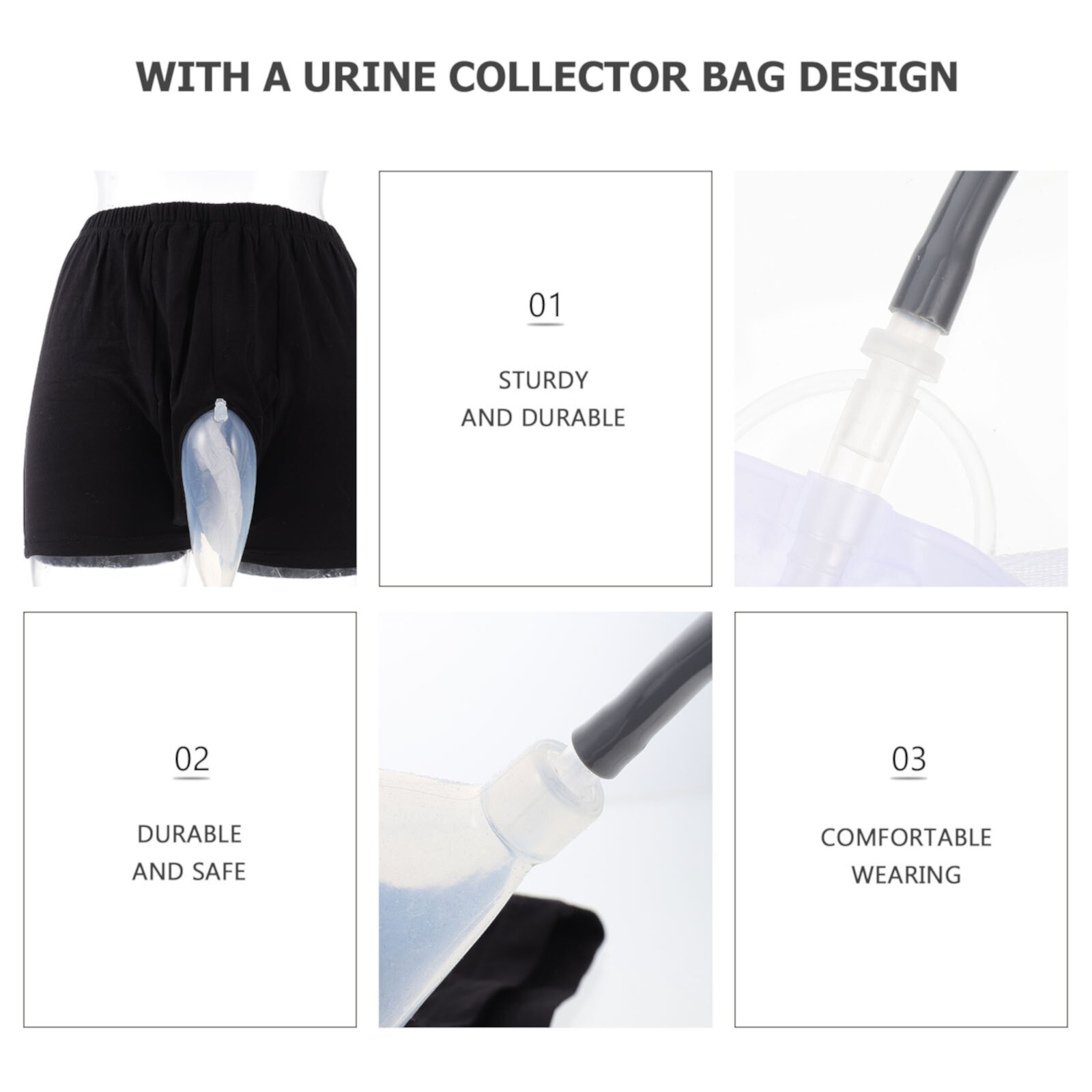 1 Set Incontinence Underwear with Urine Collector Bags Anti-leak Incontinence Men Underwear PINXOR