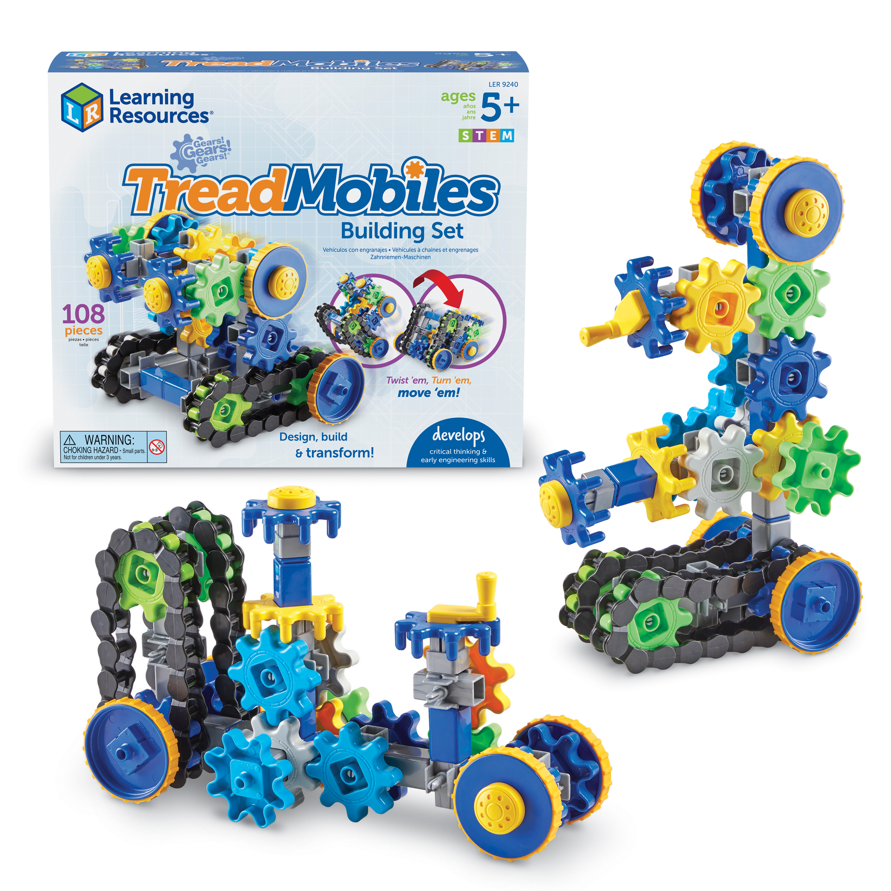 STEM-конструктор Treadmobiles, 108 деталей, для детей от 5 лет Learning Resources