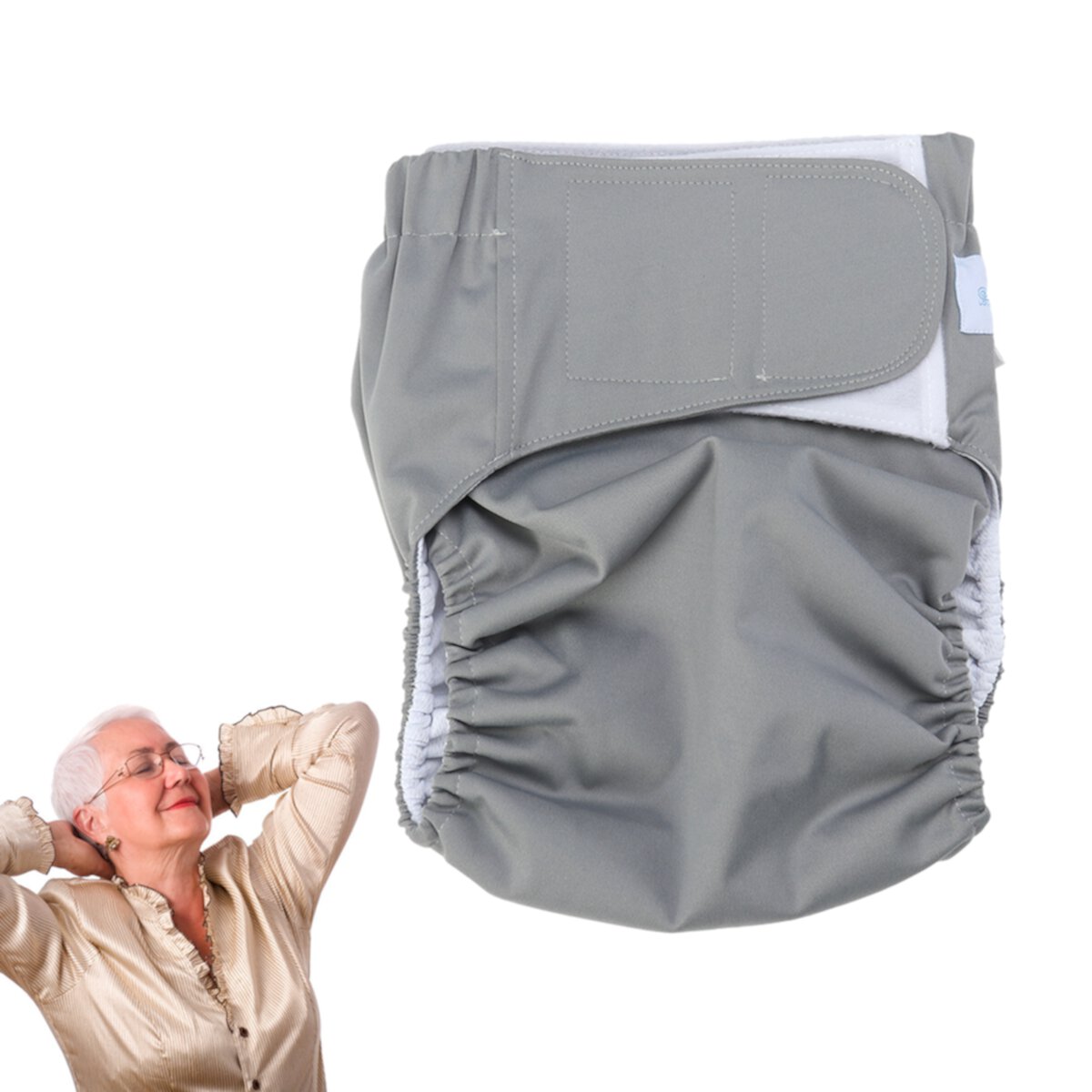 1PC Large Adult Nappy Reusable Washable Diaper Adjustable Large Nappy for Old Man Disabled Postoperative Care Size L (Random Color) PINXOR