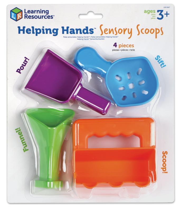 Learning Resources Helping Hands Sensory Scoops, 4 Pieces, Ages 3+, fine motor skills, Sensory Toys for Children, Sensory Toys for Toddlers, sensory bin, toddler tool set Learning Resources