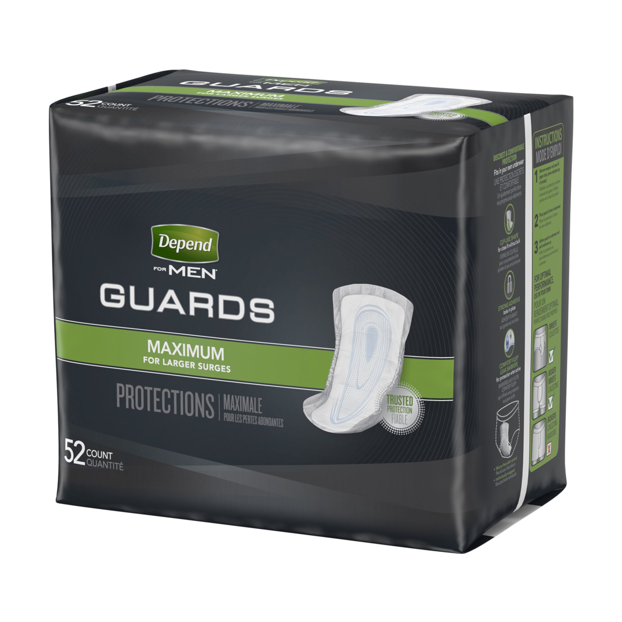 Depend Guards Incontinence Pads, Disposable, Maximum Absorbency, 12" Length Depend