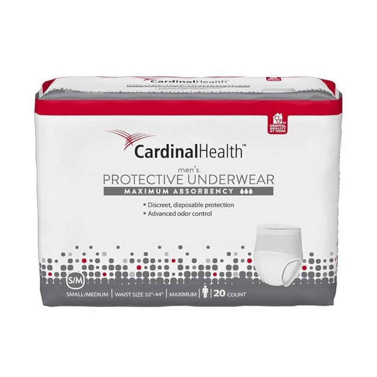 Cardinal Health Uwmsmd20 Men'S Underwear Maximum Absorbency 20 Ct Small/Medium Cardinal Health