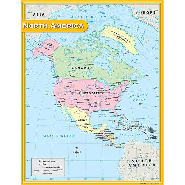 Teacher Created Resources North America Map Chart, Multi Color (7655) Teacher Created Resources