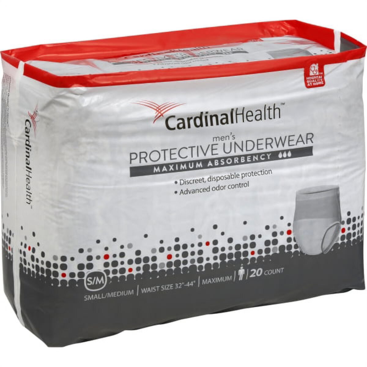 Cardinal Health Maximum Absorbency Men's Protective Underwear, Small/Medium, 20 count Cardinal Health