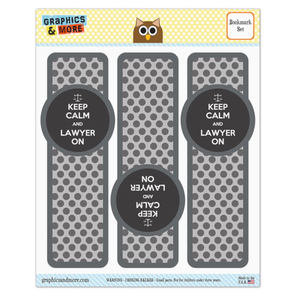 Keep Calm And Lawyer On Glossy Laminated Bookmarks - Set of 3 Graphics and More