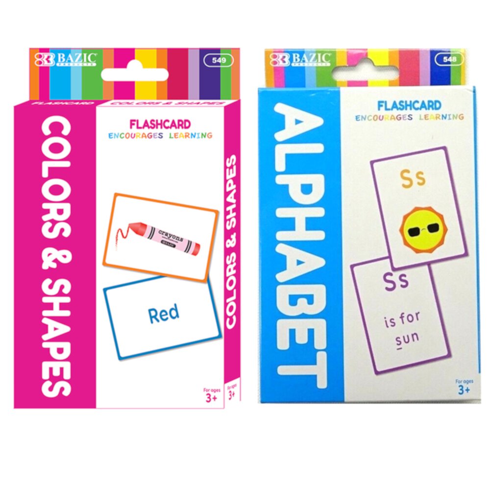 Set of 2 Flash Cards Alphabet Letters Colors Shapes Early Learning Educational AllTopBargains