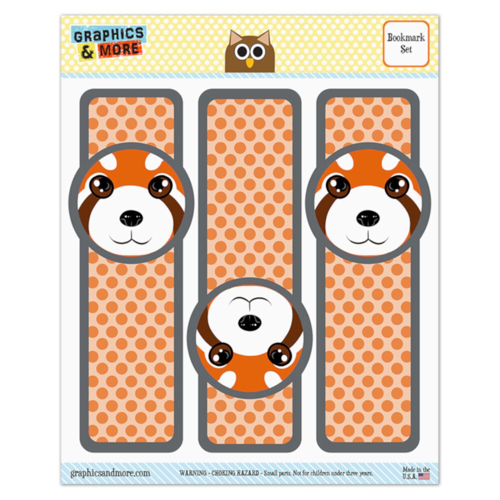 Marcapáginas Laminados Brillantes con Cara de Panda Roja - Juego de 3 Graphics and More