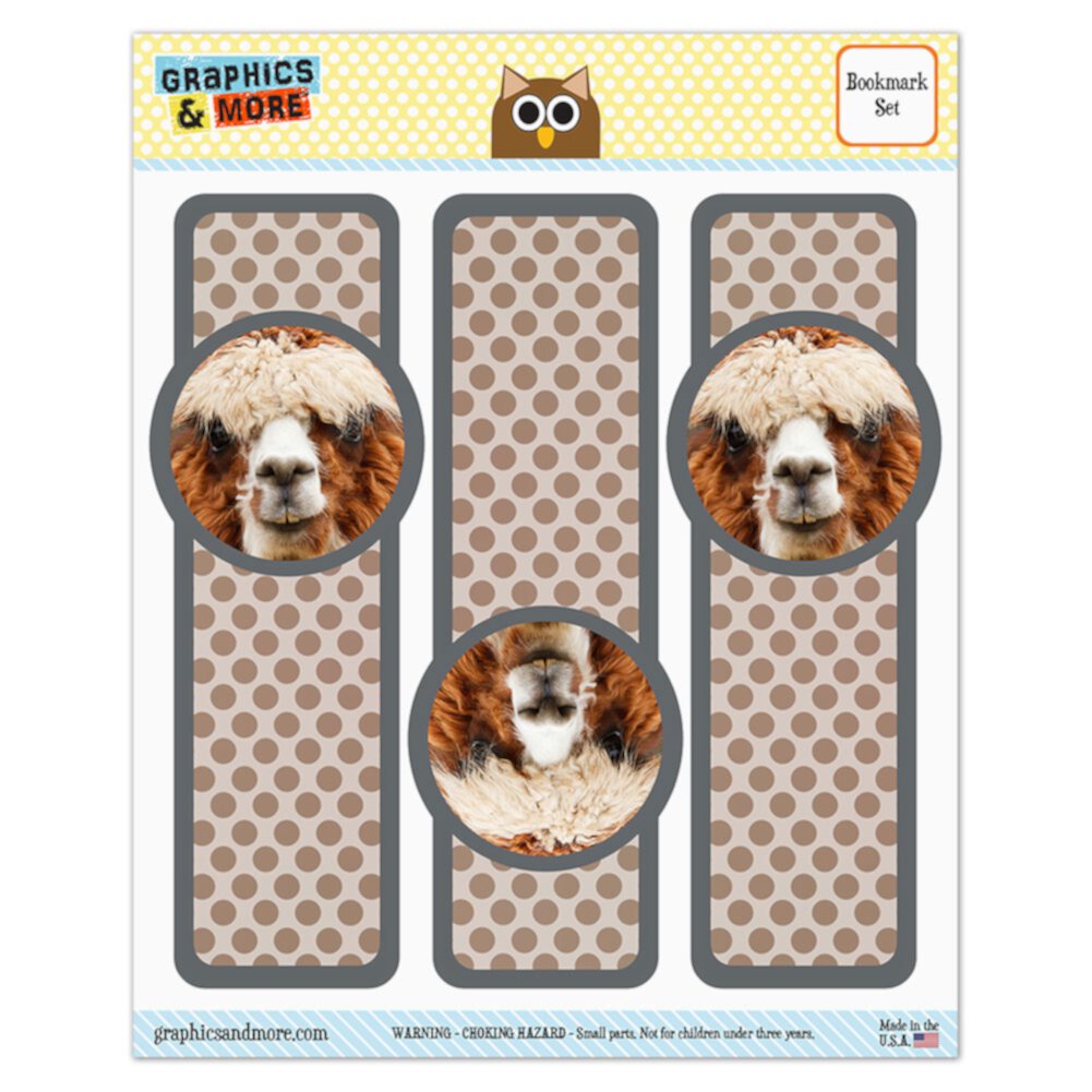 Brown Alpaca Glossy Laminated Bookmarks - Set of 3 Graphics and More