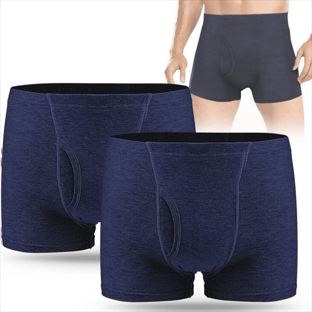 CARER Mens Incontinence Underwear Urinary Leakproof Cotton Underwear for Men Washable Reusable Incontinence Boxer Briefs 2-Pack CARER Healthcare