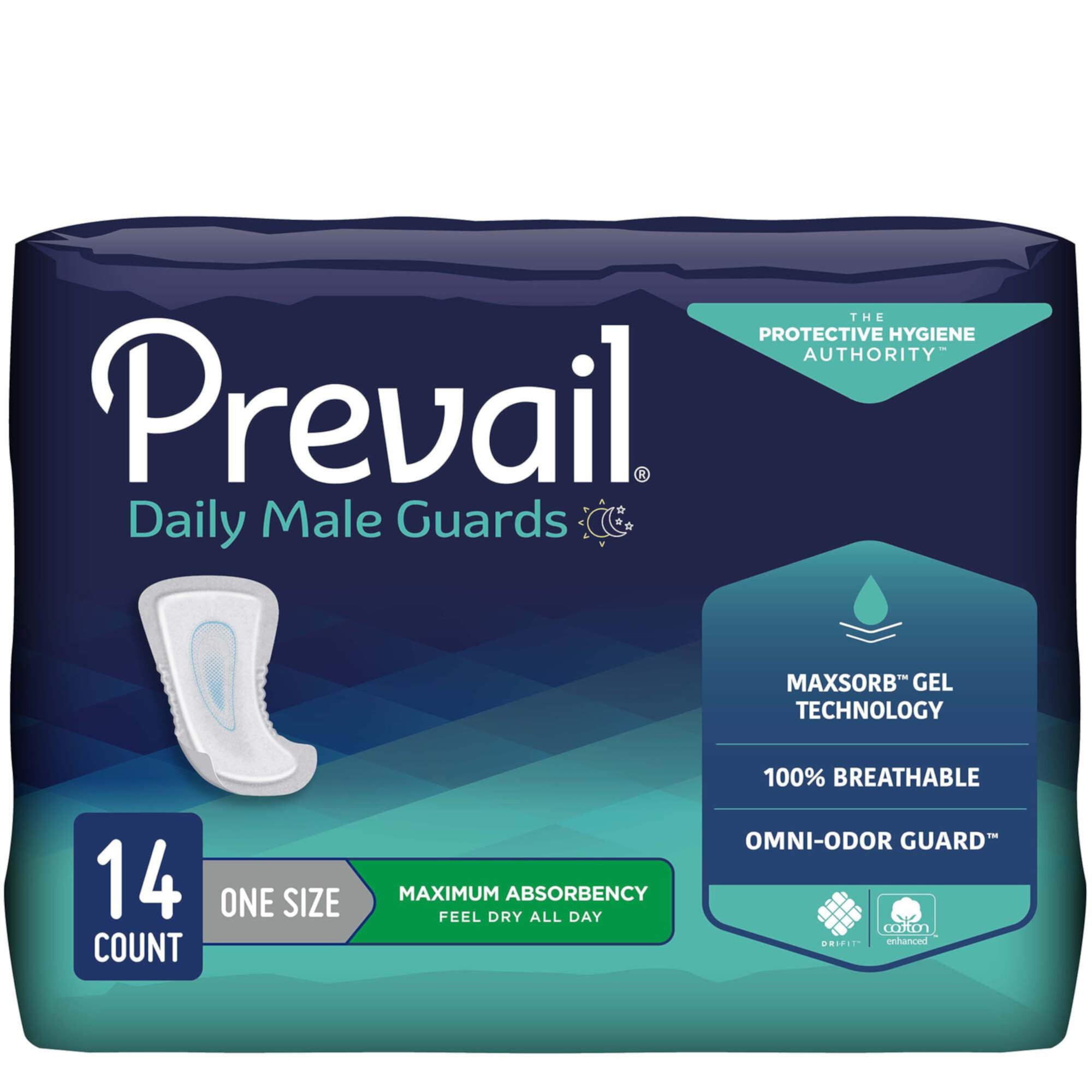 Prevail Daily Male Guards Male Incontinent Pad Contoured 12.5" L Prevail