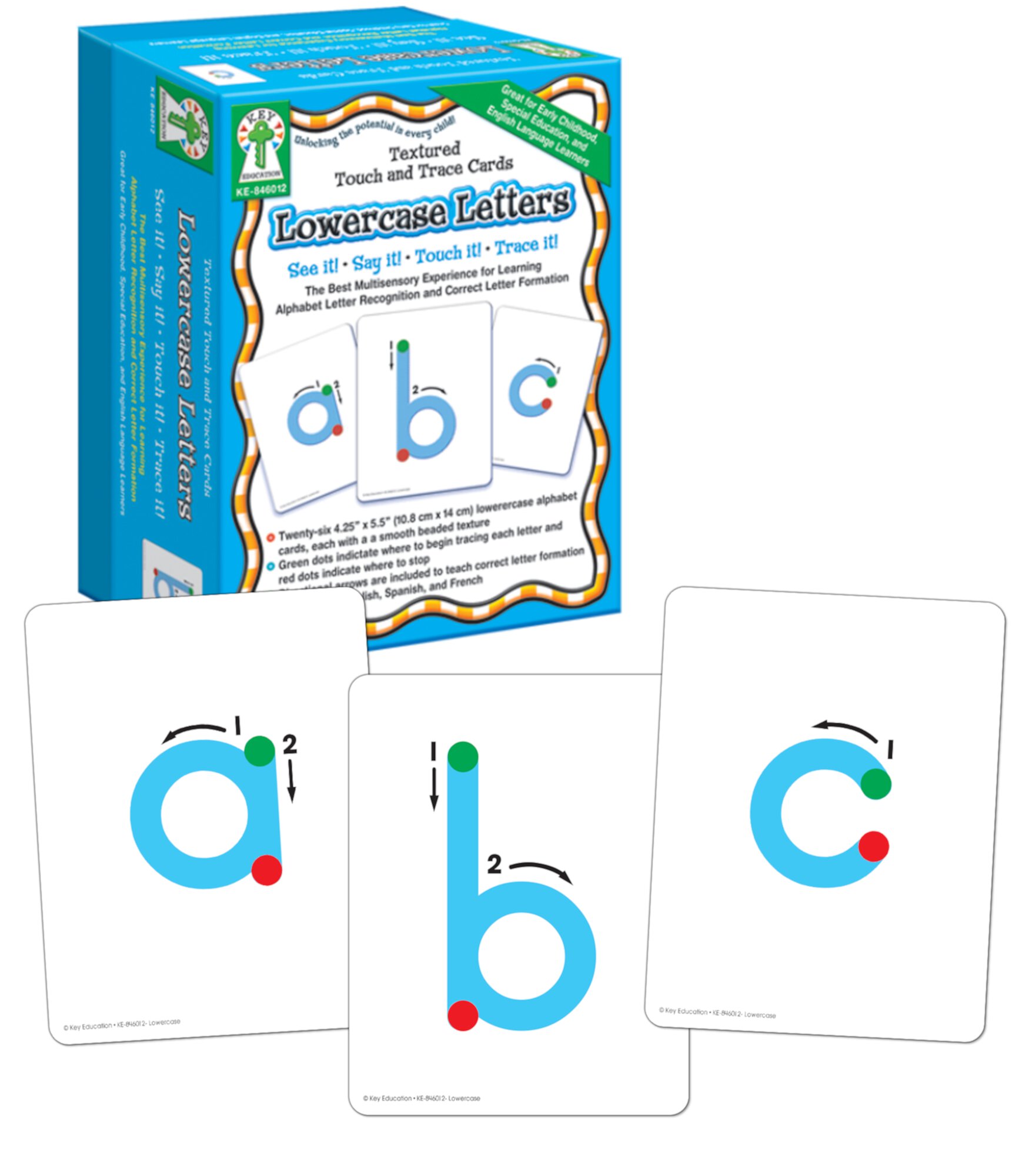 Key Education Textured Touch and Trace: Lowercase 26 textured cards (26 textured cards) Key Education