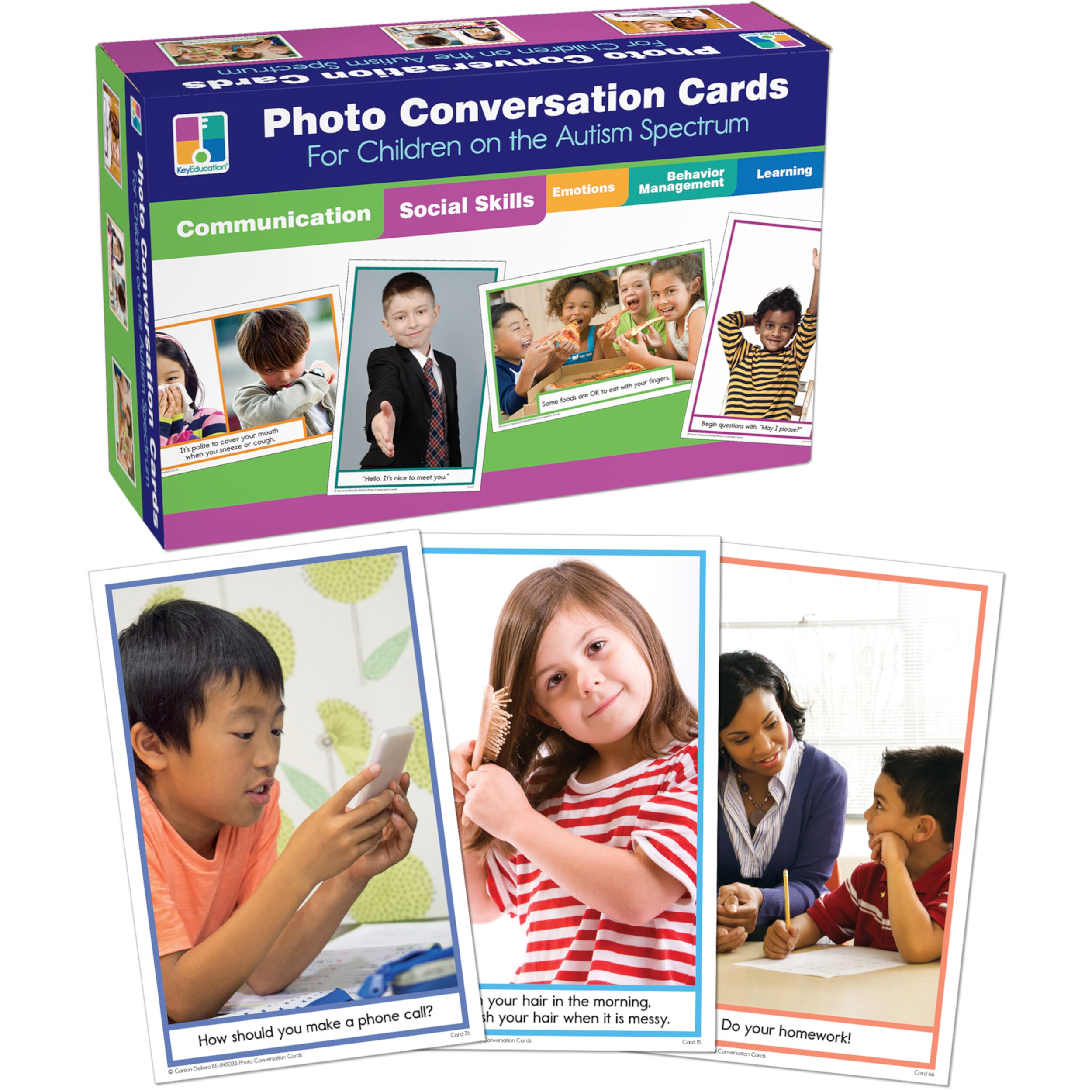 Key Education Photo Conversation Cards for Children with Autism and Asperger's for Grades K-5 Key Education