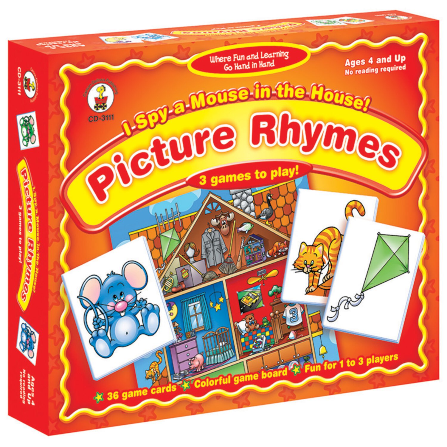 Carson Dellosa I Spy a Mouse in the House! Picture Rhymes Board Game (36 cards, game board) CD CARSON-DELLOSA PUBLISHING GROUP