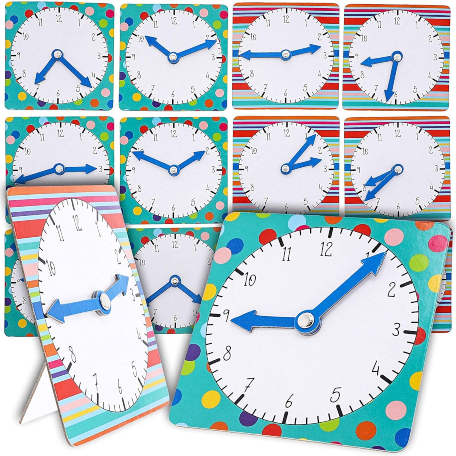 Learn to Tell Time Practice Clock for Teachers, Kindergarten Students (12 Pack) Juvale