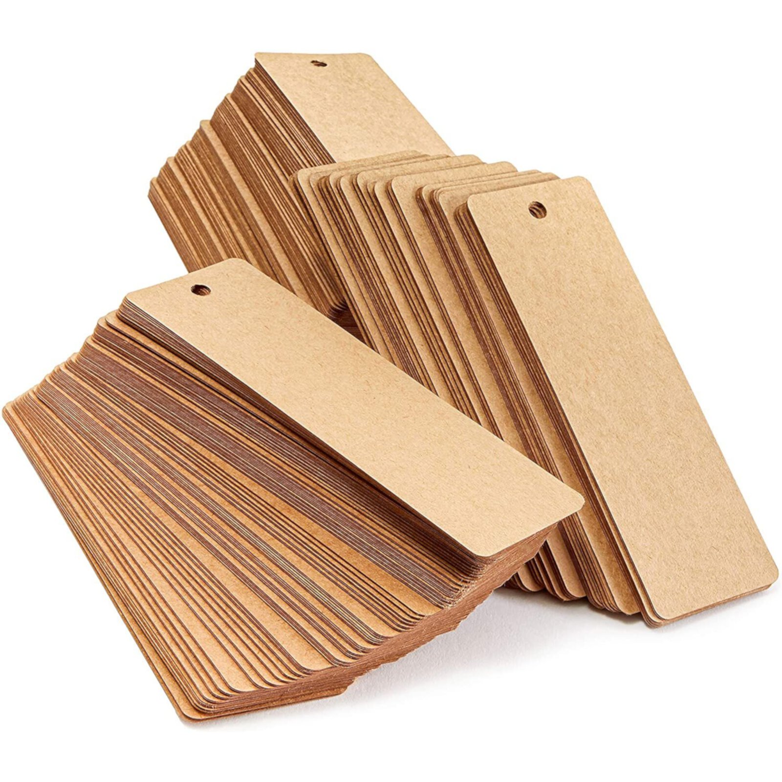 300 Pack Blank Bookmarks Bulk Kraft Paper with Hole for Craft, DIY & Gift Tags (6x2 in) Juvale