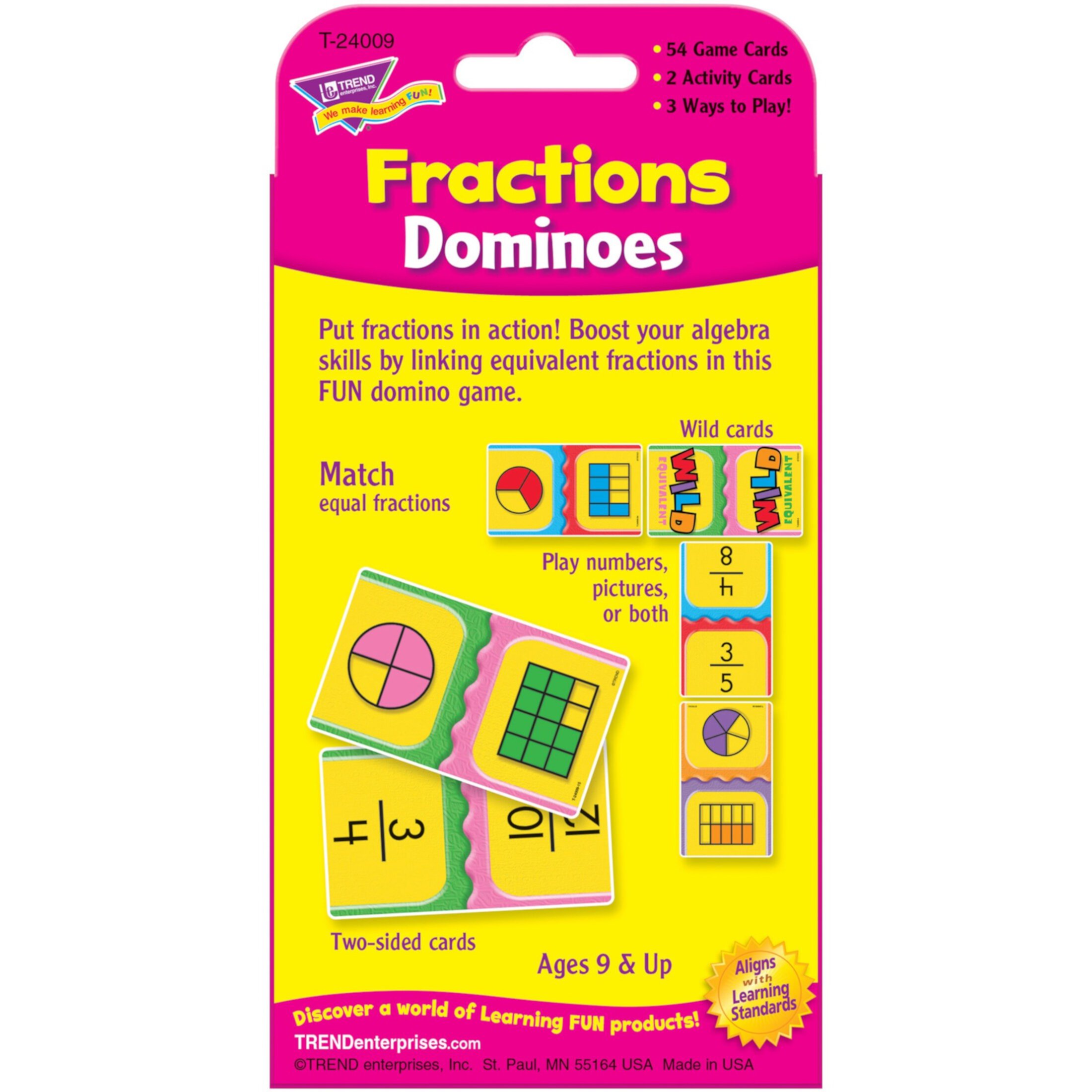 Trend, TEP24009, Fractions Dominoes Challenge Cards Game, 56 / Pack TREND