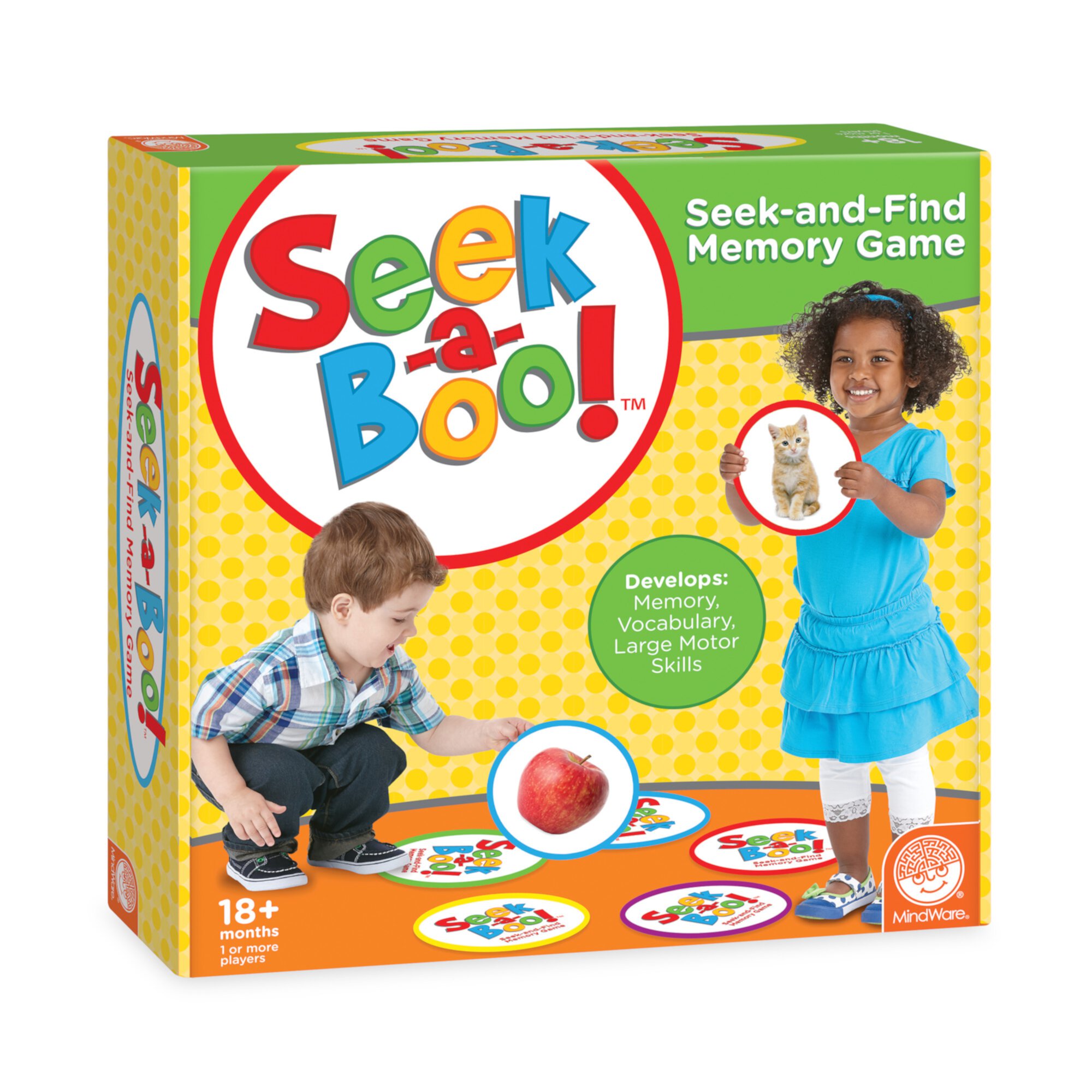 MindWare Seek-a-Boo! Game, 36 Circle “SEEK ME” Cards and 36 Square “FIND ME” Cards, 2 or More Players Game MindWare