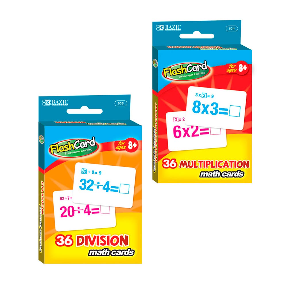 Set of 2 Learning Flash Cards Multiplication Division Numbers Math Educational ! Generic