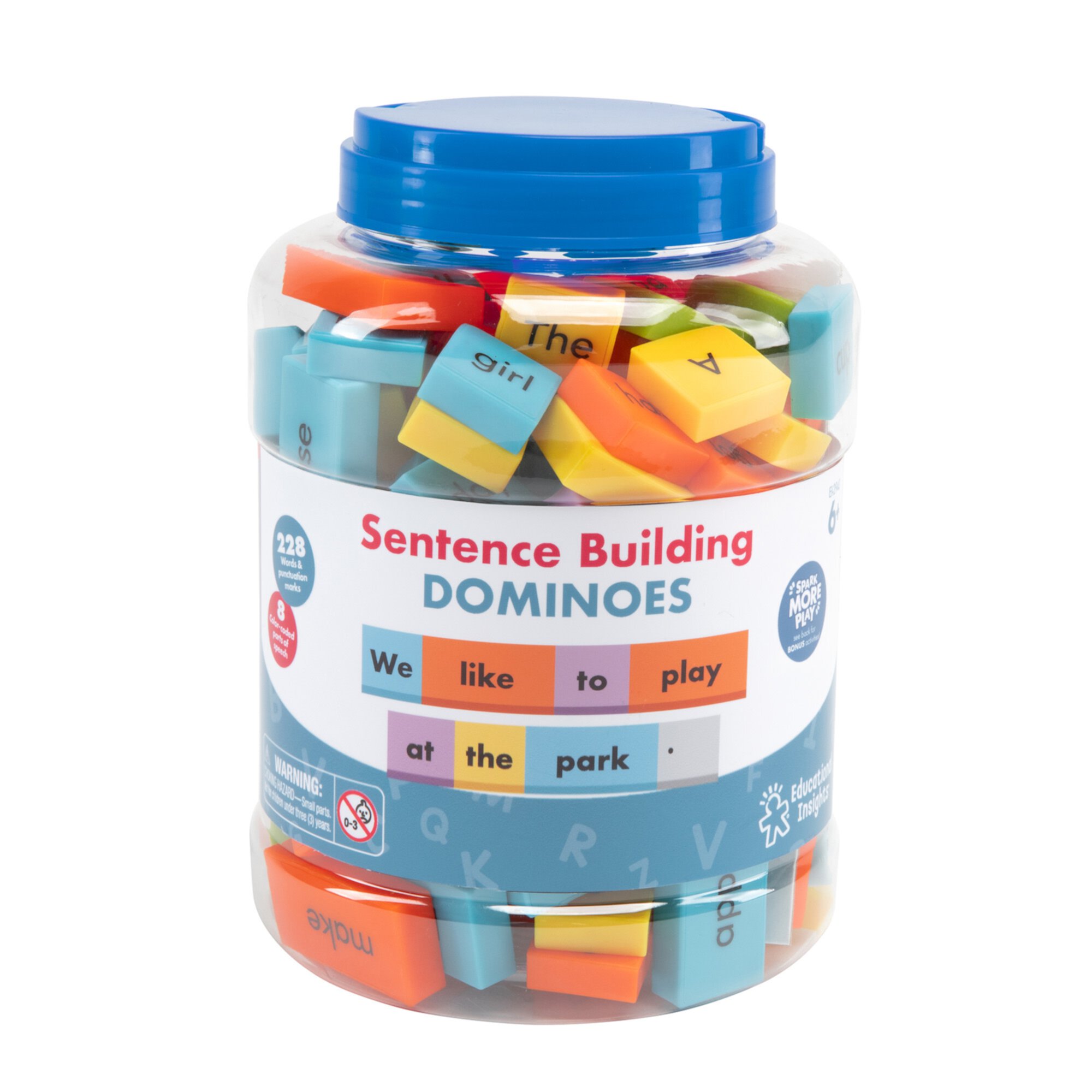 Educational Insights Sentence Building Dominoes, Set of 114 Double-Sided Dominoes for Classroom & Home, Ages 6+ Educational Insights