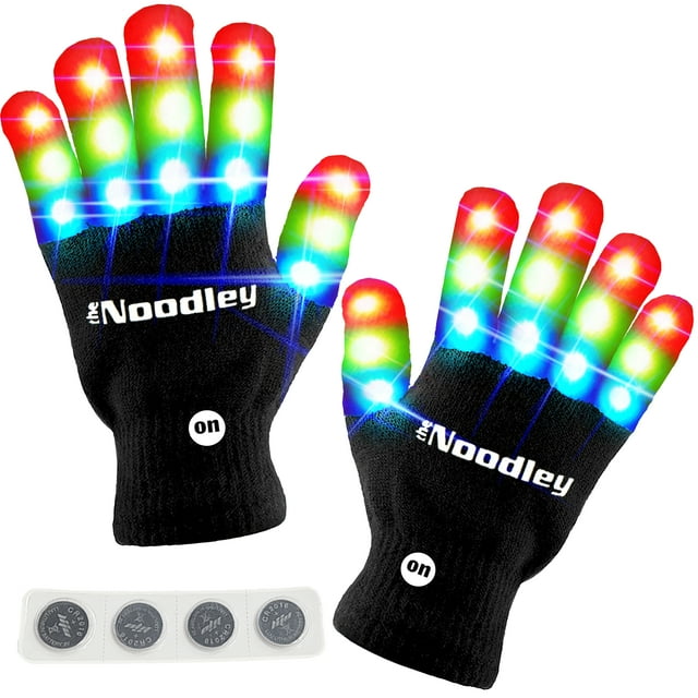 The Noodley LED Gloves for Kids Light Up Toy Costume Accessory for Children, Teens, Boys & Girls The Noodley