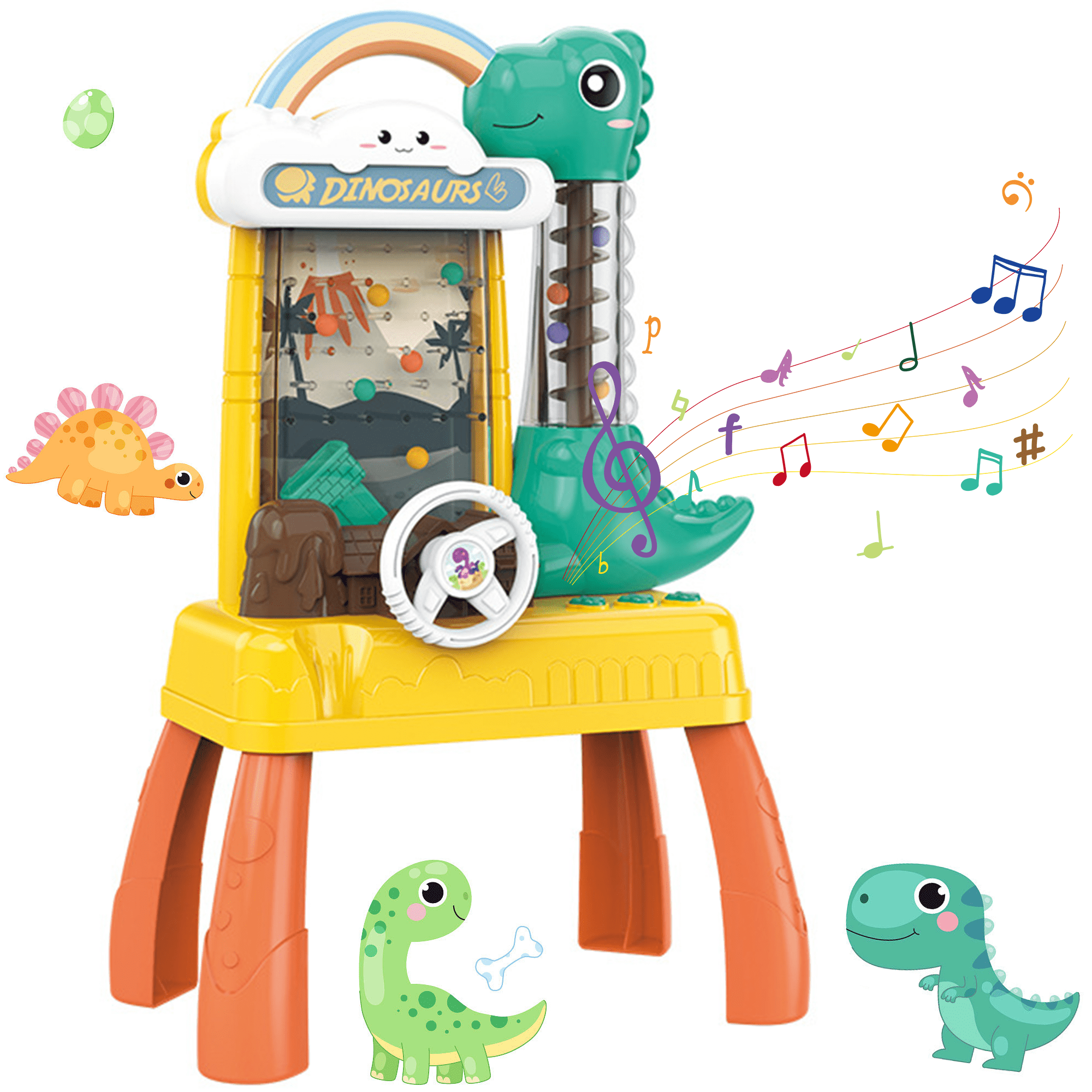 Adofi Mini Arcade Game,Cool Fun Mini Electric Dinosaurs Music Mung Bean Balls Dispenser Vending Toy for 3 4 5 6 Yrs Old Kids, Boys & Girls Adofi