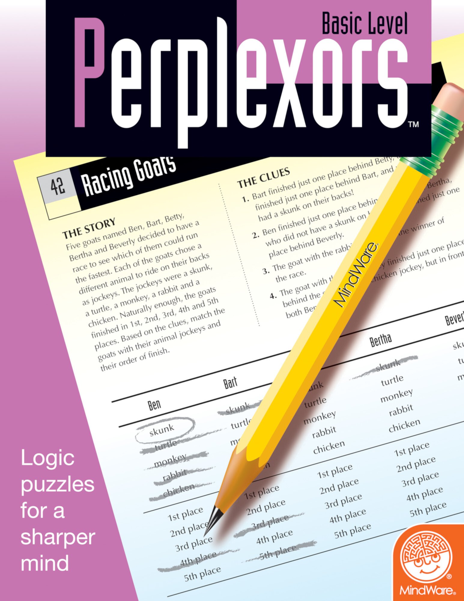 MindWare Perplexors: Basic Level, 48 Full-Page Brainteasers With Solutions, Ages 8 and Up MindWare