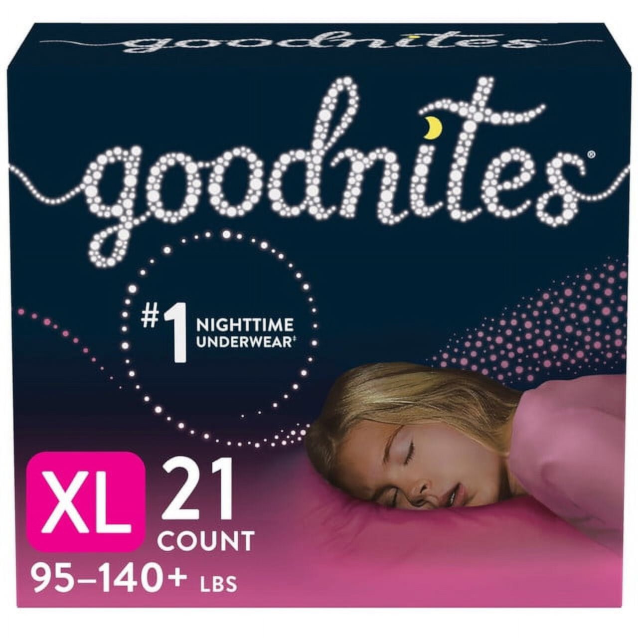 Goodnites Girls' Nighttime Bedwetting Underwear, XL (95-140 lb (Фунты).), 28 Ct GoodNites