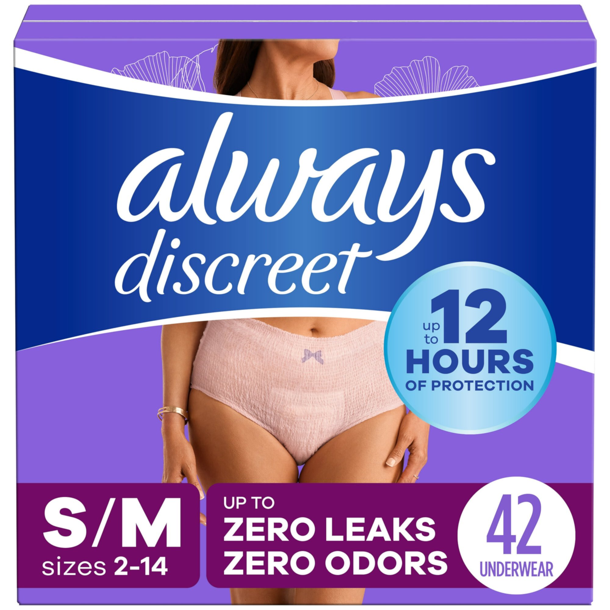 Pack of 2 Always Discreet Adult Incontinence Underwear for Women, Size S/M, 42 CT Visit the Always Store