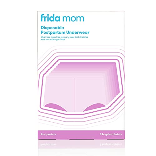 FridaBaby Frida Mom Disposable Postpartum Underwear (Without pad) | Super Soft, Stretchy, Breathable, Wicking, Latex-Free, Boyshort Cut | Regular (8 Count), 28 - 42 Inch Frida Baby