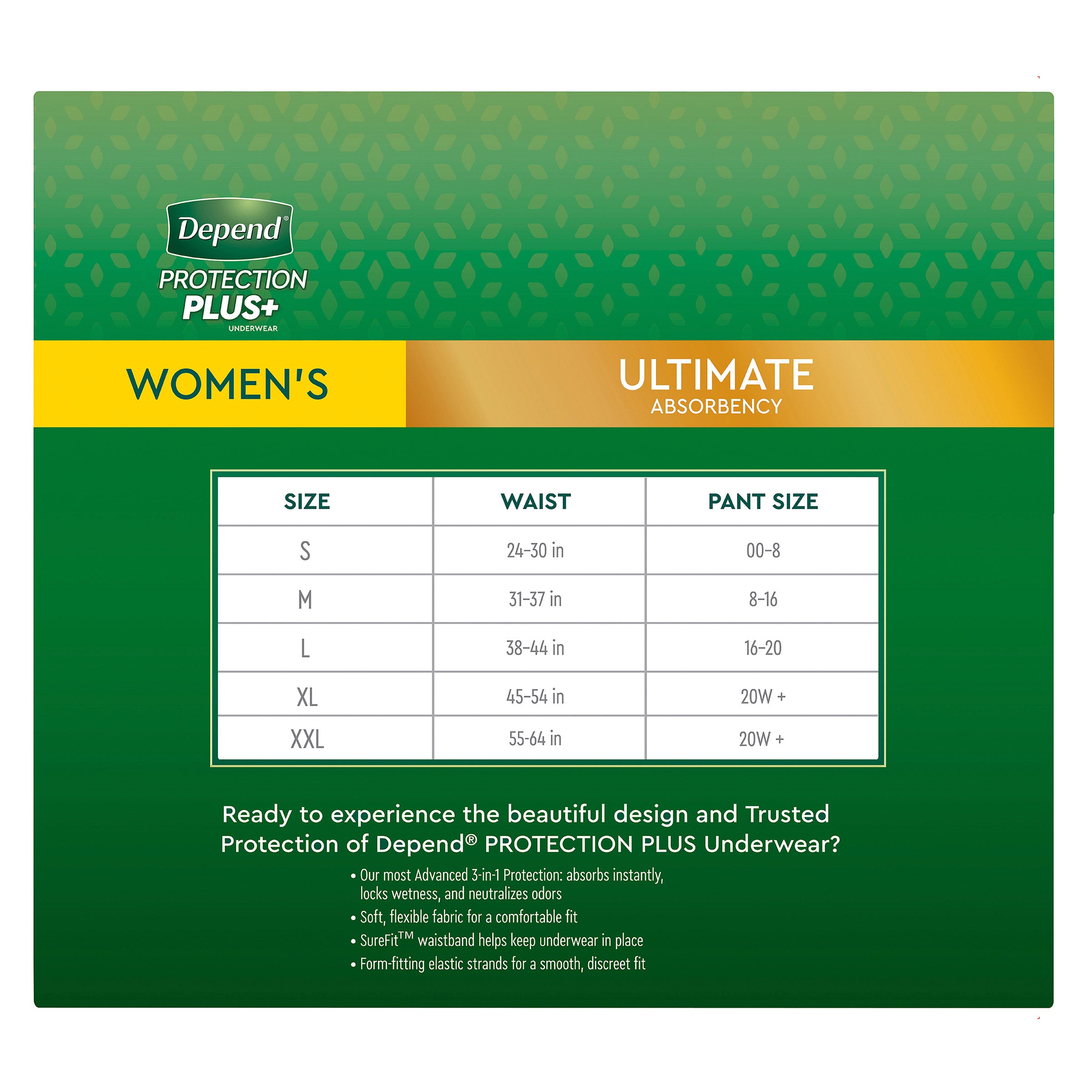 Depend Protection plus for Women Size Large 84 Ct | Ultimate Absorbency Incontinence Protection Underwear Depend