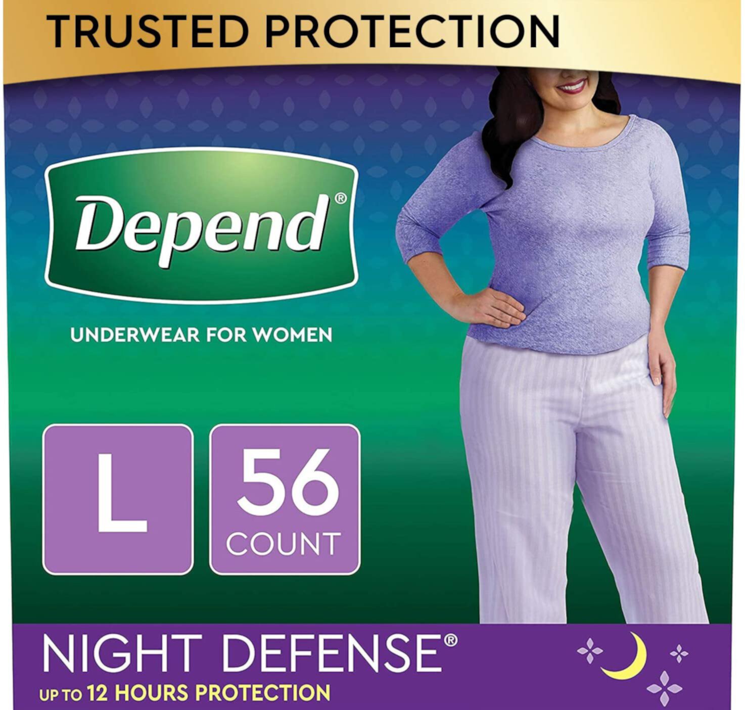 Depend Night Defense Incontinence Underwear for Women, Disposable, Overnight, Large, Blush, 56 Count (4 Packs of 14) (Packaging May Vary) (51702) Kimberly-Clark