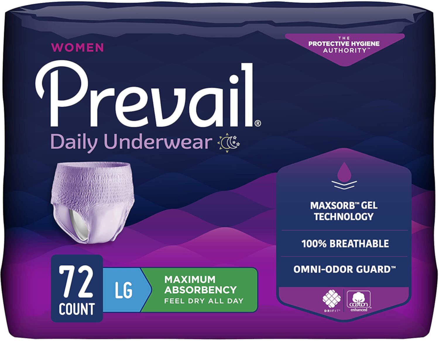 Prevail Proven | Large Pull-Up | Women's Incontinence Protective Underwear | Maximum Absorbency | 72 Count Prevail