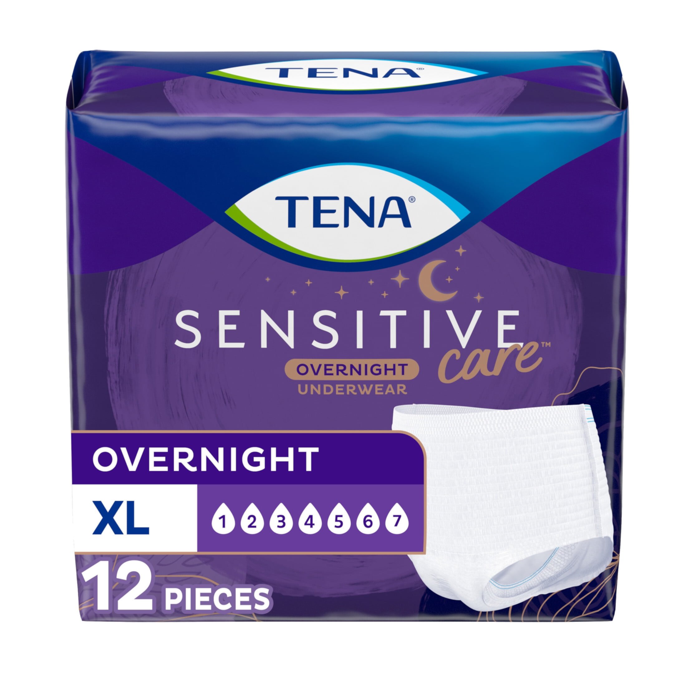 TENA Sensitive Care Overnight Underwear XLarge, 12 Ct Tena