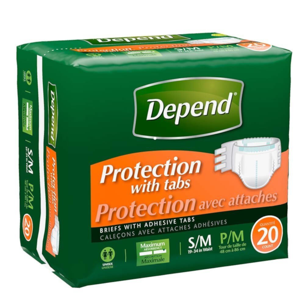 Depend Protection Brief With 4 Tabs Small/medium 19" - 34" Part No. 35456 (60/case) Kimberly-Clark