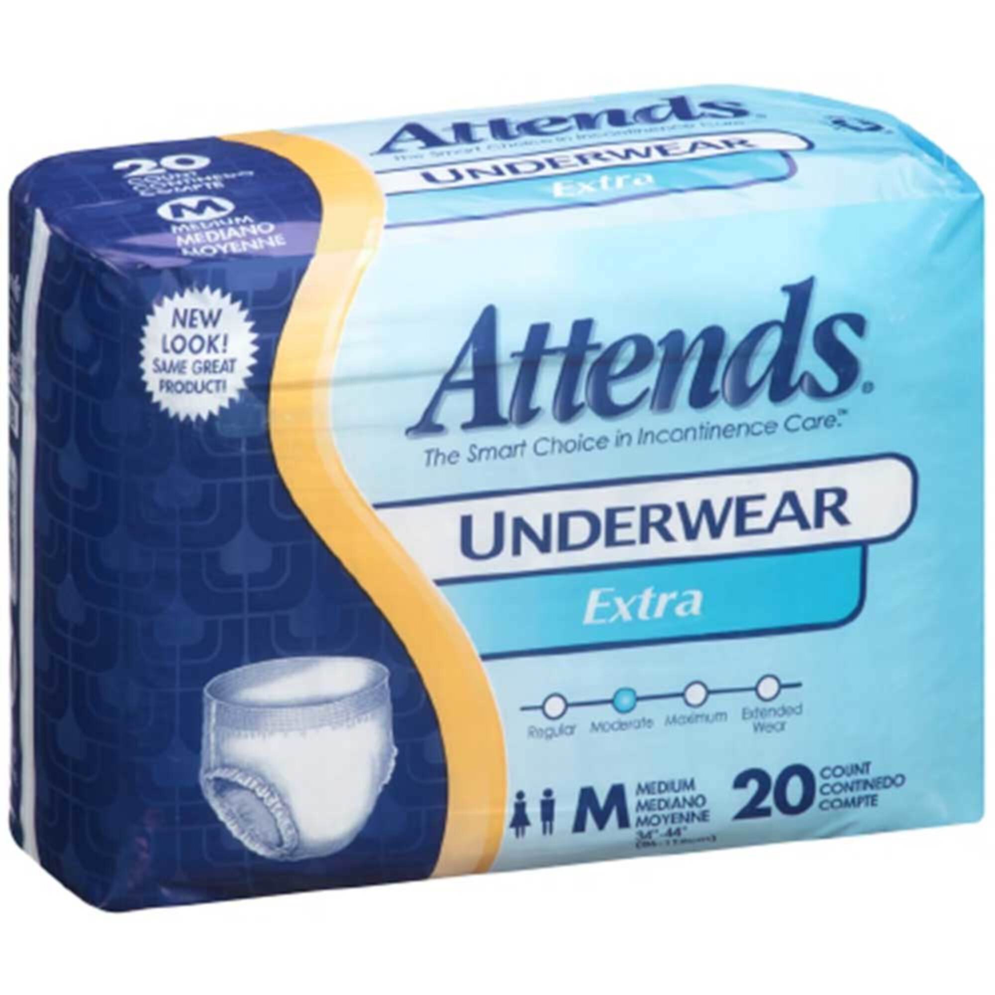 Attends AP0720 Extra Absorbency Protective Underwear Medium 34" to 44" Pack of 20 Attends