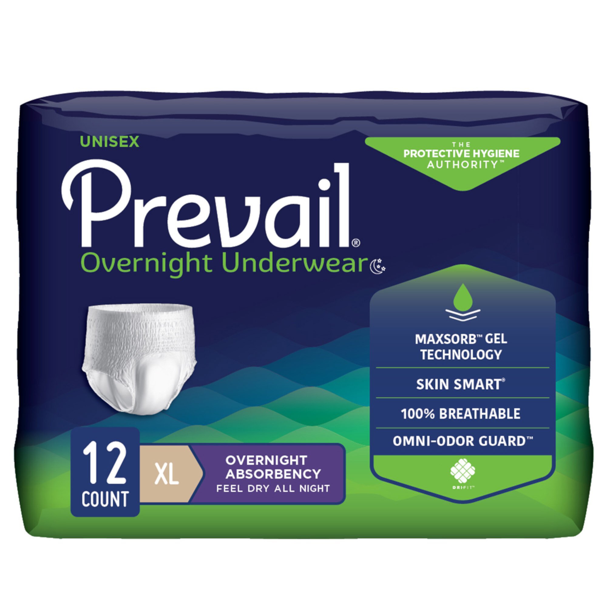 Prevail Disposable Underwear Pull On with Tear Away Seams X-Large, PVX-514, Overnight, 48 Ct Prevail