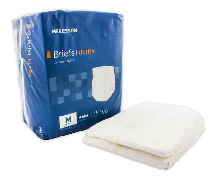 Adult Incontinent Brief McKesson Ultra Tab Closure Medium Disposable Heavy Absorbency ''Bag of 16'' 8 Pack Mckesson