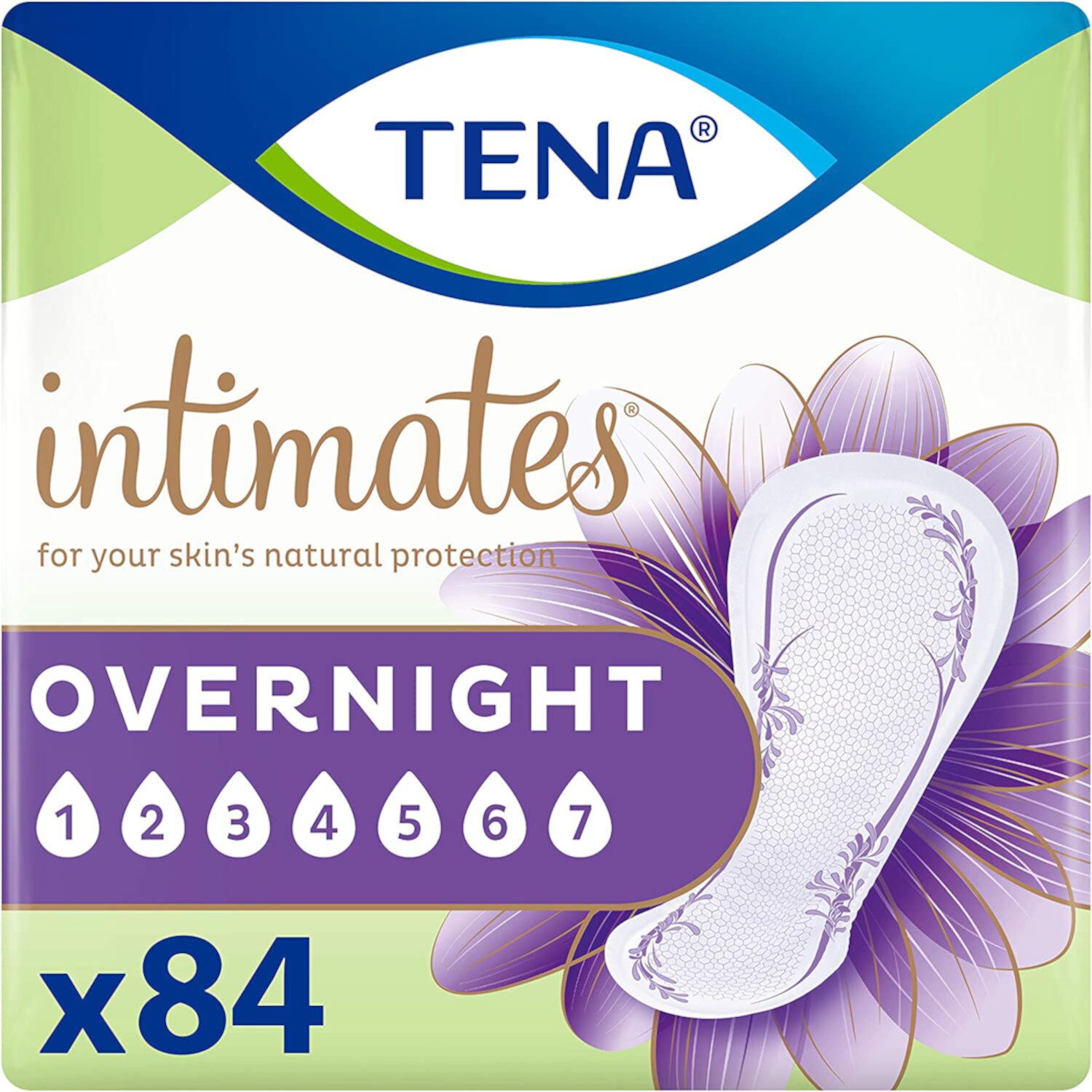 TENA Intimates Overnight Absorbency Incontinence/Bladder Control Pad with Lie Down Protection, 28 Count (Pack of 3) (Packaging May Vary) Tena