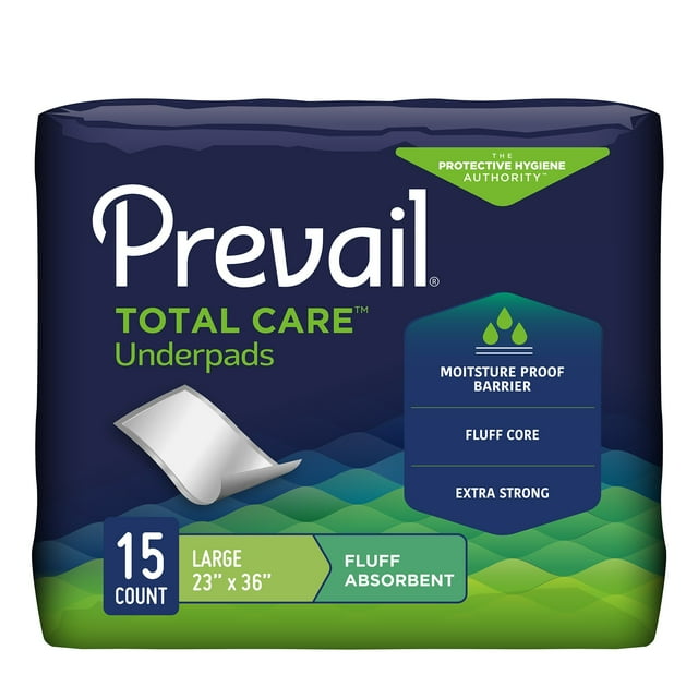 Prevail Total Care Disposable Underpad Fluff 23X36" UP-120/1 15 pads Prevail