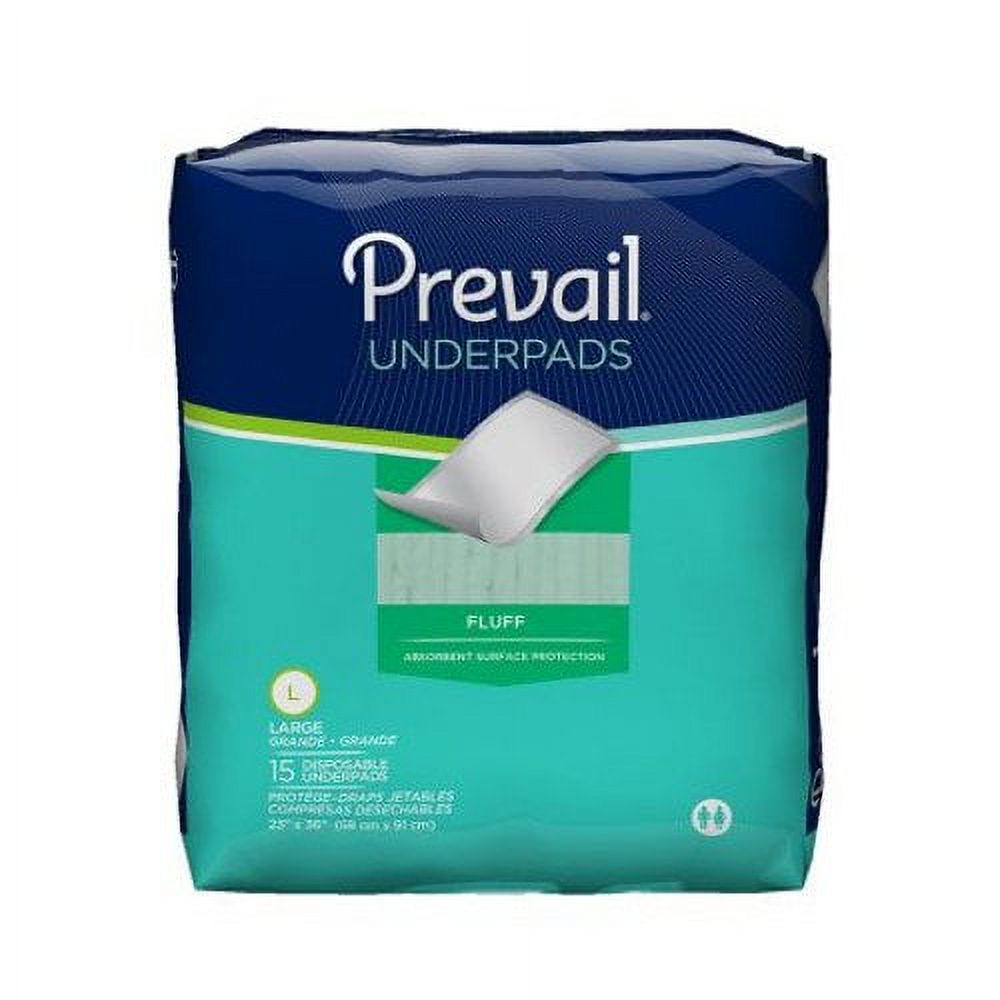 Prevail Pelusa Underpad - Grande, Bolsa Impresa 10 Bolsas de 15 (150 Qt.) Prevail