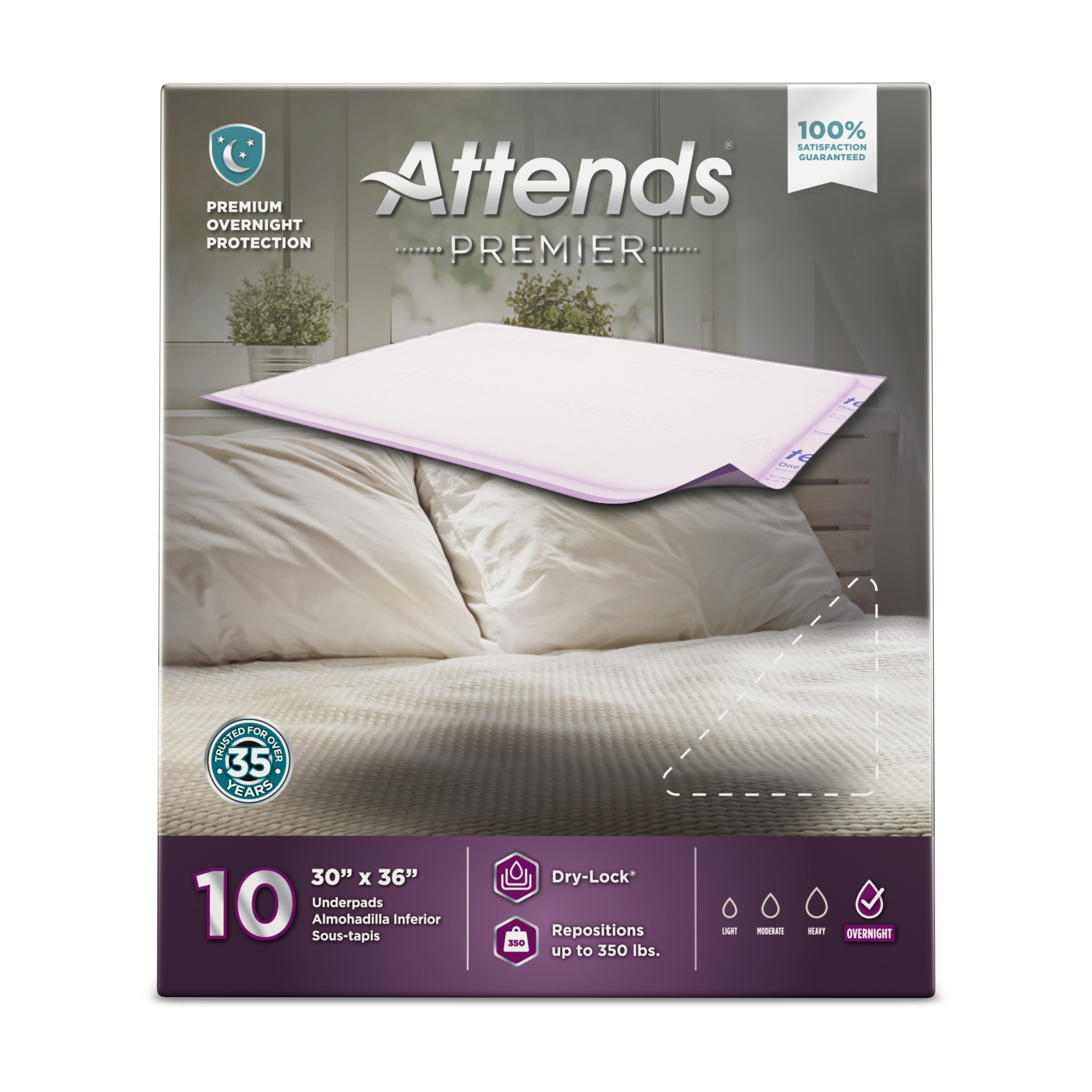 Attends Premier Disposable Underpad Heavy Absorbency Dry-Lock® Core 30 X 36" ALI-UP3036 10 pads Attends