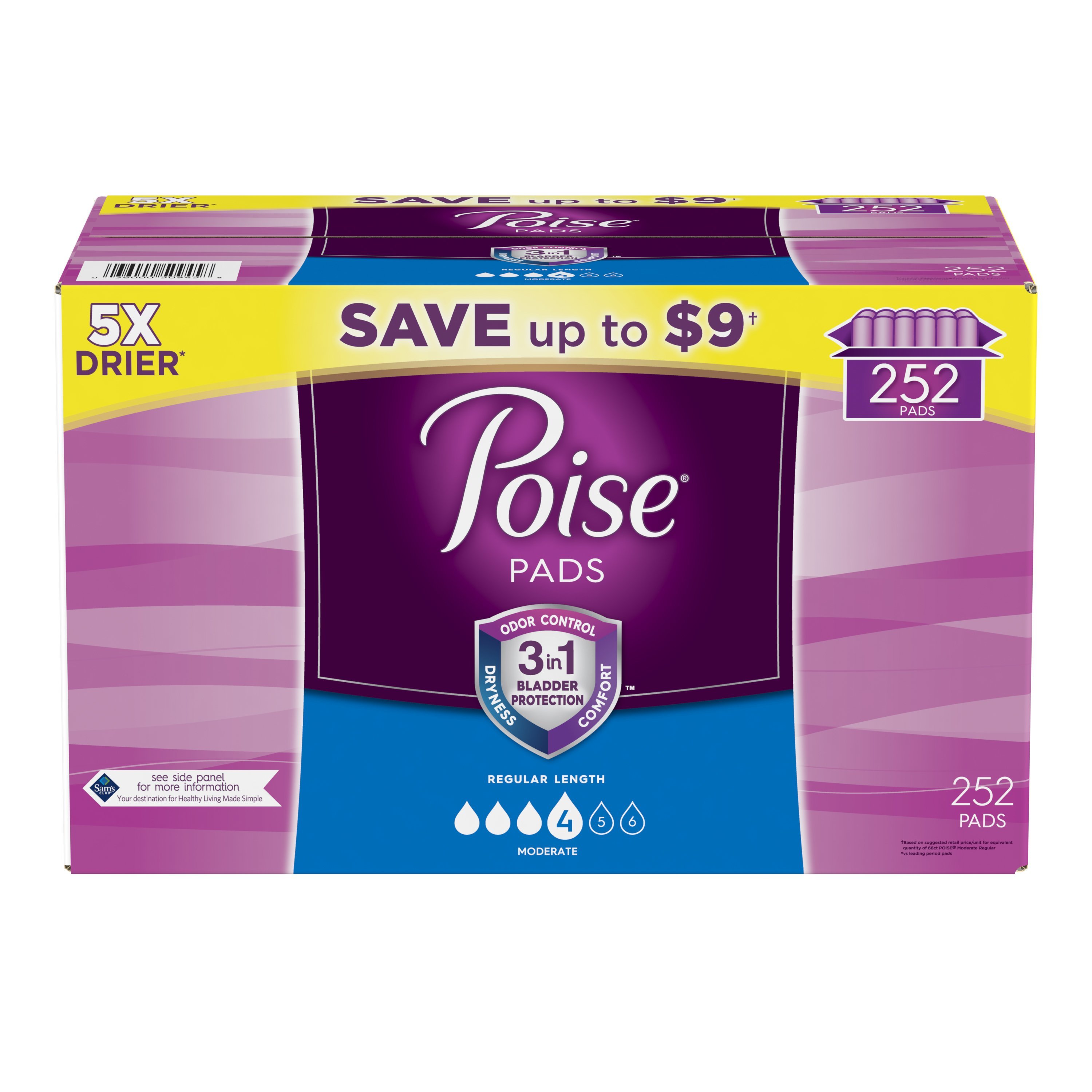 Poise Incontinence Pads, Moderate Absorbency, Regular, 252 Count Visit the Poise Store