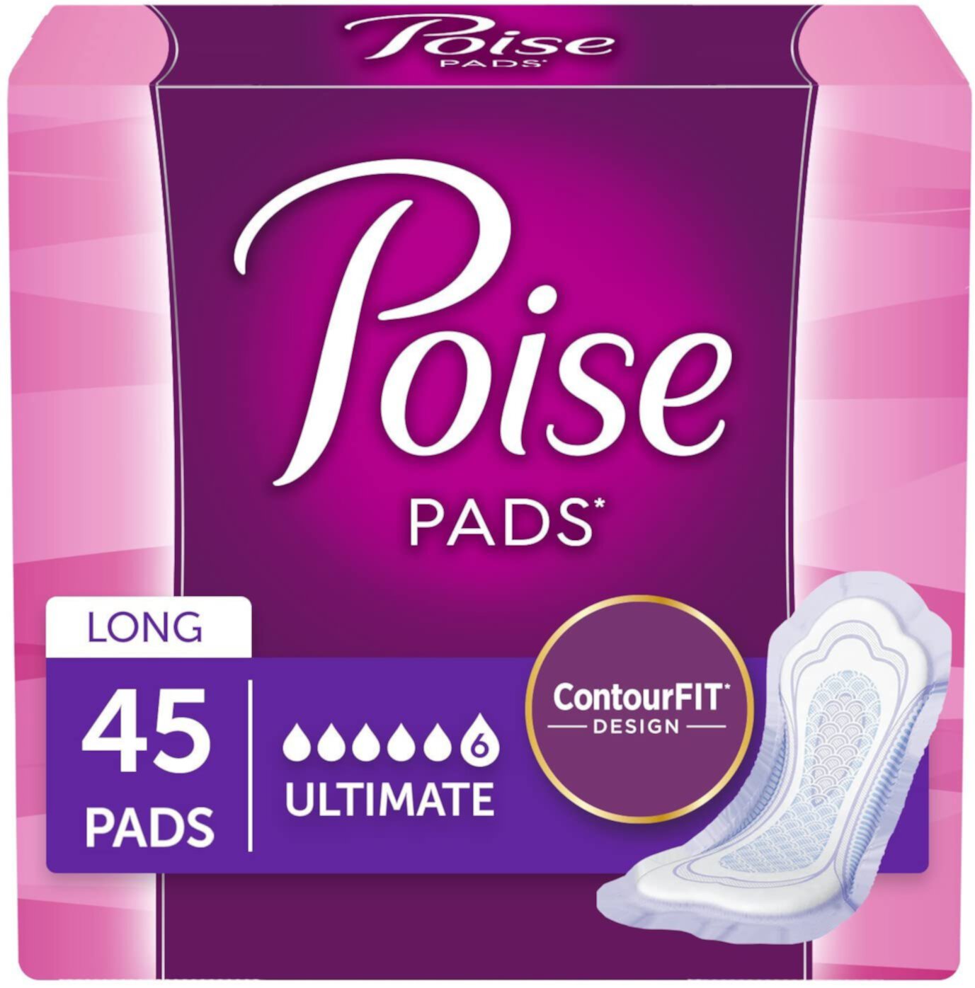 Poise Incontinence Pads, Original Design, Ultimate Absorbency, Long, 45 Count Visit the Poise Store