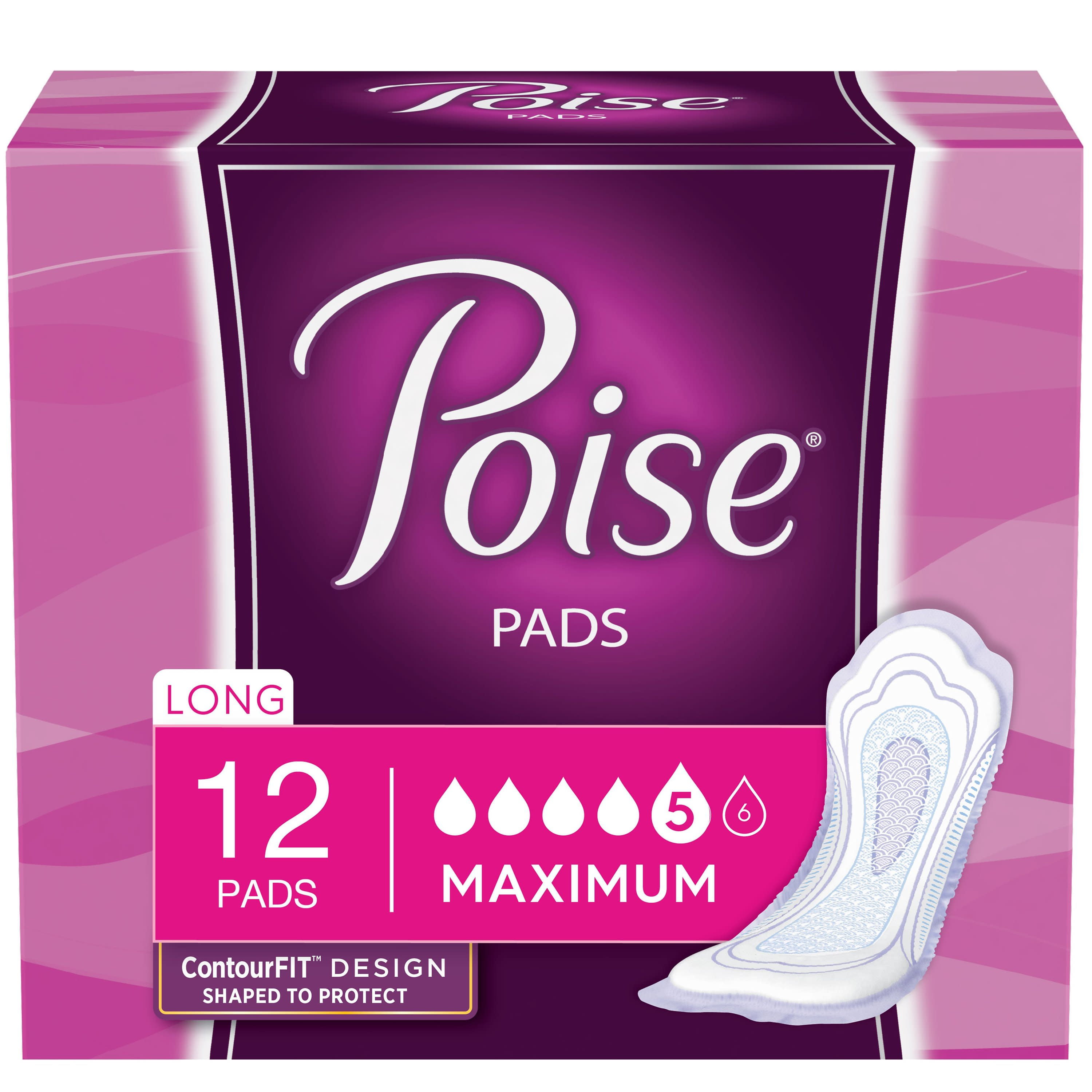 Poise Incontinence Pads, Maximum Absorbency, Long, 12 Count Visit the Poise Store