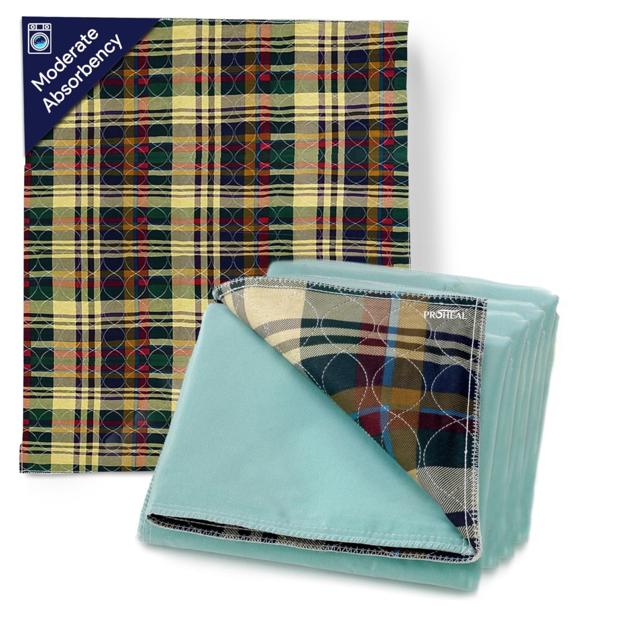 ProHeal Plaid Reusable Underpads - Moderate Absorbent Bed Pads, Pee Pad Chucks - 18" x 24" ProHeal