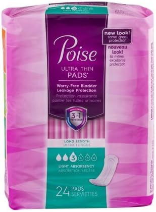 Poise Ultra Thin Pads Long Length Light Absorbency 24 Count (2 Pack) Visit the Poise Store